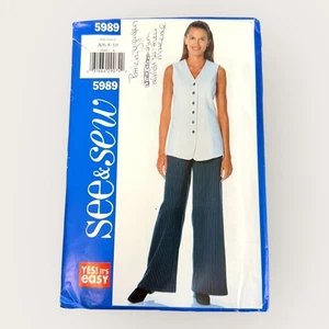 Vintage 1990s Butterick Sewing Pattern 5989 Misses Top Pants Size 6-10 - Picture 1 of 2