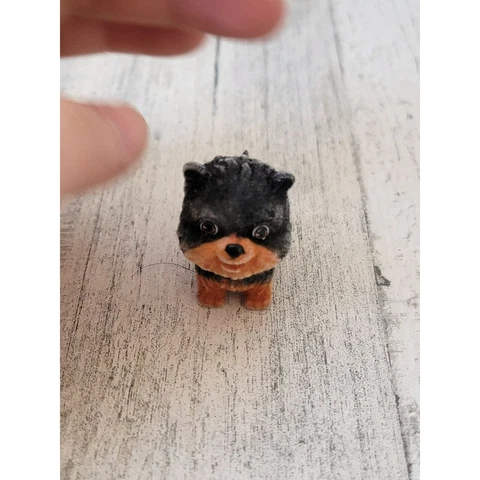 Flocked mini black brown puppy dog pet accessory toy figure Cover