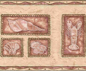 TEXTURED SEA CREATURES LOBSTER & SEA HORSE WALL BORDER B6257 - Picture 1 of 2