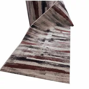 Boston Hallway Runner 80cm Wide Polypropylene Hall Runner Carpet Red Beige - Picture 1 of 4