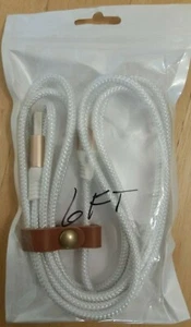 USB Cable To Type C Connection Cable 6 FT Braided Type C White - Zdjęcie 1 z 4