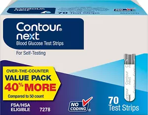 CONTOUR NEXT Blood Glucose Test Strips for Diabetes, 70 Count (Pack of 1) - Picture 1 of 7