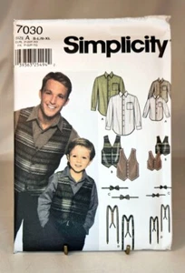 Muster Herren S-XL und Jungen S-L Weste Hemd Fliege Hosenträger Simplicity 7030 - Bild 1 von 2