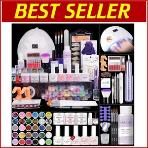 Comprehensive Acrylic Nail Kit: Gel Polishes, Drill, & 12-Color Nail Decorations - Picture 1 of 8