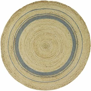Jute Rug Grey Line Round Handmade Carpet Reversible Braided Modern Rustic Look - Picture 1 of 7