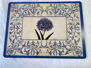 VTG Pimpernel~ Purple Allium and Iris~ (3) Cork Hard Placemats Floral Chic - Picture 1 of 6