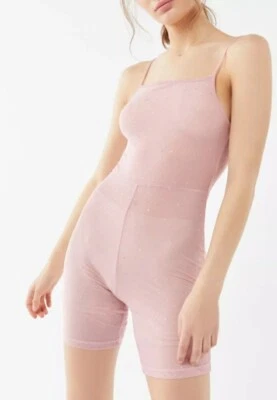 Motel X UO Womans Solina Sparkly Sheer Mesh Nude Pink Romper Size Small NWT  - Image 1 of 4