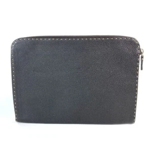 FENDI bag pouch Selleria L-shaped fastener Clutch bag Leather Dark brown - Foto 1 di 11