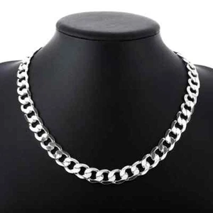 925 Sterling Silver necklace for men classic 12MM chain 18-30 inches Jewelry - Picture 1 of 6