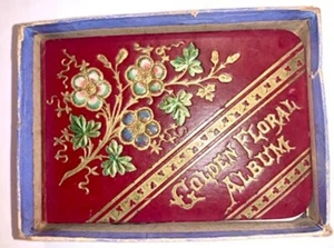 Antique Golden Floral Autograph Book (1890s?), Leather, 4 x 3", Partially Filled - Picture 1 of 9