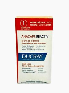 Ducray Anacaps Reactiv Hair Loss 90 Gel-Caps 3 Months Supply EXP: 02/2025