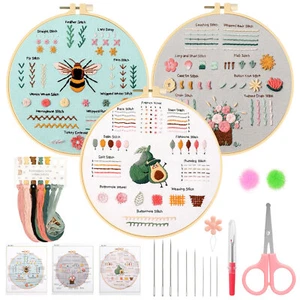 Cross Stitch Kit 3 Sets for Beginners Handmade Embroidery Starter Tool DIY Craft - Picture 1 of 7