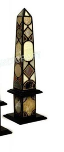 20" black Marble Obelisk malachite Pietra Dura Mosaic Inlay antique decor 73 - Picture 1 of 3