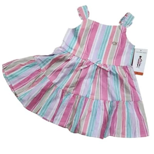 Calvin Klein Jeans - Pink Striped KIDS Dress, Sizes 5 & 6 YRS - Picture 1 of 4