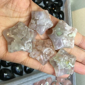 5pc Natural sakura agate crystal hand-polished star reiki healing decoration - Picture 1 of 10