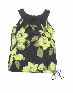 Monsoon Womens Black Geometric Silk Basic Blouse Size 14 Boat Neck - Picture 1 of 10