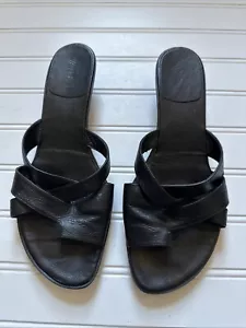Vaneli Black Leather Mule Wedge Heels - Sz 8.5N - Picture 1 of 4