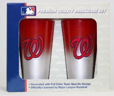 Washington Nationals MLB Color Chrome 17oz Drink Glass Gift Set Cover