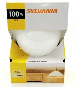 Sylvania 100w G40 Globe Indoor Light Bulb White New - Picture 1 of 5