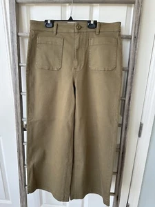 Everlane Organic Cotton Wide Leg Pants Size 14 High Waisted Ochre NWOT - Picture 1 of 8