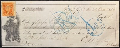 1868 **POST CIVIL WAR ERA** ~FIRST NATIONAL BANK~ BANK CHECK+VIGNETTE+SC# R15c! - Image 1 of 4