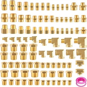 98tlg Messing Rohrverschraubungen Sortiment Kit NPT Adapter, Reduzierbuchse, Sechskantnippel - Bild 1 von 5