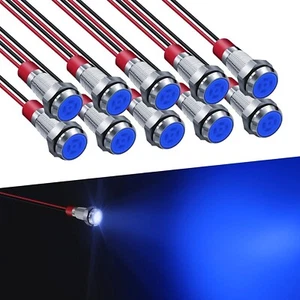 LED Indicator Light 6MM 1/4" Signal Lamp 12-24V Automotive LED Light, Blue-10PCS - Picture 1 of 6