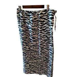 Jones New York Sport Animal Print Zebra Print Linen Wrap Skirt Size 12 NWT - Picture 1 of 3