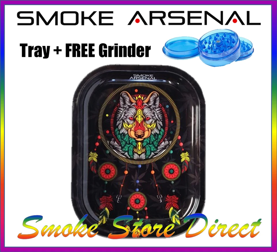 Smoke Arsenal Tray "WOLF CATCHER - S114" 18cm X 14cm - Free Grinder! - Image 1 of 1