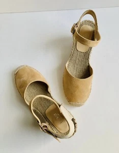 Botkier "Elia" Espadrille-Sandalen mit Knöchelriemen Keilabsatz sand nude Gr. 6 Nubuk - Bild 1 von 10