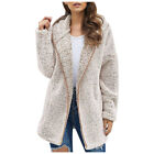 Ladies Fleece Fluffy Hooded Jacket Top Womens Winter Warm Teddy Bear Zip Up Coat