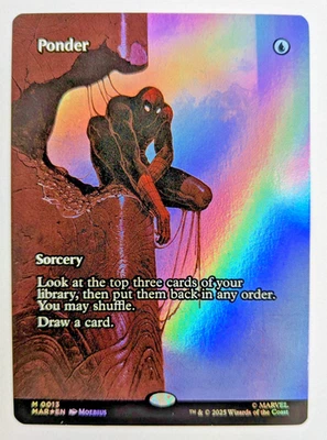 MTG MARVEL BORDERLESS FOIL SPIDERMAN Ponder NEAR MINT - Image 1 of 2