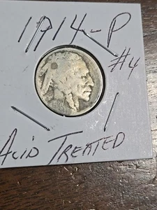 1914 P #4 Buffalo Nickel Acid Treated - Picture 1 of 4