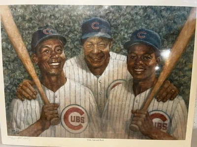 Chicago Cubs Ernie Banks Lou Brock Buck O’Neil Lithograph Signed John Martin - Image 1 of 4