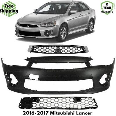 Front Bumper Cover Fascia & Grille Assembly Kit For 2016-2017 Mitsubishi Lancer - Image 1 of 4