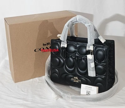 NWT Coach Maggie Small Tote Bag Signature Leather CY670 Black & Coach Gift Box - Image 1 of 4