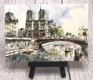 Notre Dame et la Seine Paris France Zoe Watercolor Postcard - Picture 1 of 4