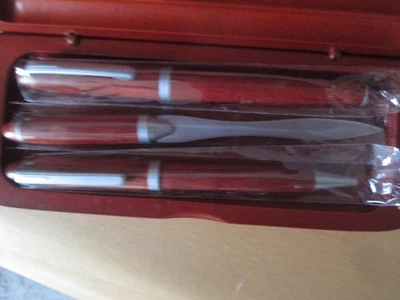 Schreib-Set ( Füller-Kugelschreiber-Brieföffner) in Holzschatulle - Bild 1 von 3