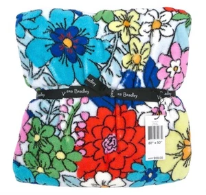 New NWT Vera Bradley Far Out Floral Colorful Red Blue Pink Throw Blanket 50 x 80 - Picture 1 of 12
