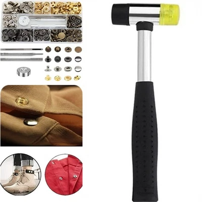 15mm 80 Sets Leather Snap Fasteners Kit with Hammer 4 Tools Buttons Press Studs - Image 1 of 4