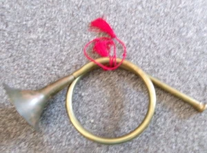 Vintage Brass Bugle – Decorative Wall Décor, Hunting Lodge Accent, 12" - Picture 1 of 13