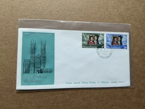 Pitcairn Islands 1972 FDC +QEII Silver Wedding #127-8 +Silver Westminster Cachet - Picture 1 of 2