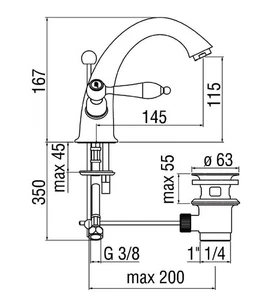 Rubinetto lavabo nostalgia cromato con scarico rivenditore specializzato - Foto 1 di 2