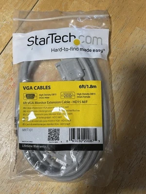 NIP Startech 6ft VGA Monitor Extension Cable - HD15 M/F - Image 1 of 4