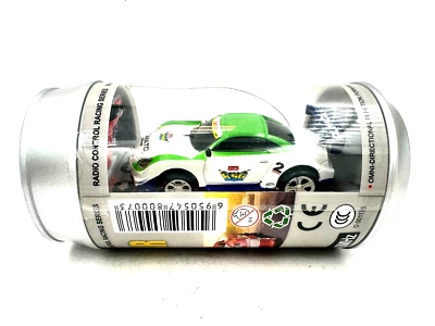Mini RC Soda Can Race Radio Control Racing Series Toy Car 27MHz White & Green - Image 1 of 4