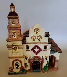 Iglesia de adobe coleccionable Dickens 1999, 7,5" de ancho, 9,5" hasta la parte superior del campanario - Imagen 1 de 6
