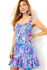 Lilly Pulitzer Dress Rocko Cotton Romper jumpsuit Blue Tang size 10 (NWT). - Picture 1 of 5