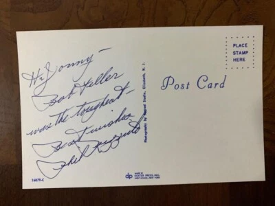 Phil Rizzuto signed index card Inscription stating toughest pitcher faced Yanks - Image 1 of 2