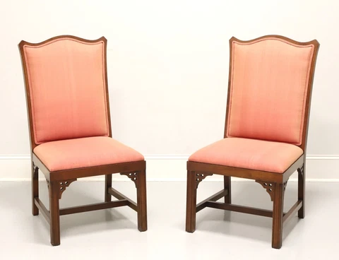 Mid 20th Century Cherry Asian Inspired Dining Side Chairs - Pair A Cover