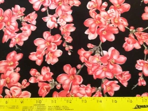 Timeless Treasures Paradise Floral Pink Black Fabric by The Yard #FLEUR-C 8572 - Picture 1 of 2